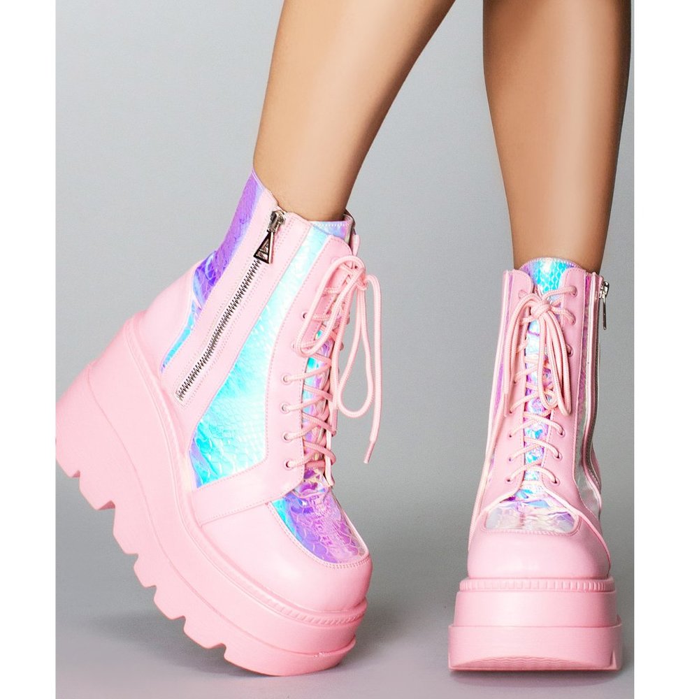 LASR Pink Poison Platform Boots